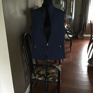 Navy Blue Lands End quilted vest, M, 10-12